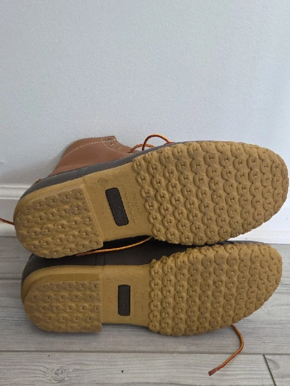 L.L. Bean Two-Tone Brown Leather and Dark Brown Rubber Duck Boots